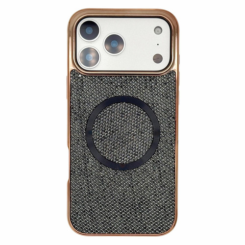 iPhone 17 Pro Electroplating PC Glitter Grain MagSafe Phone Case - Black