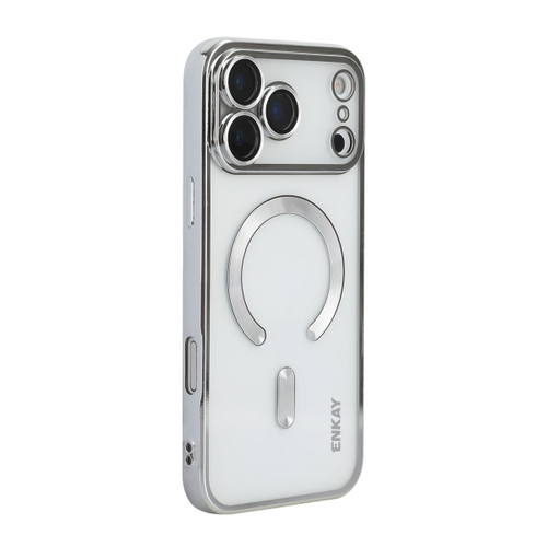 iPhone 17 Pro ENKAY Hat-Prince Magsafe Electroplated TPU Clear Shockproof Phone Case - Silver