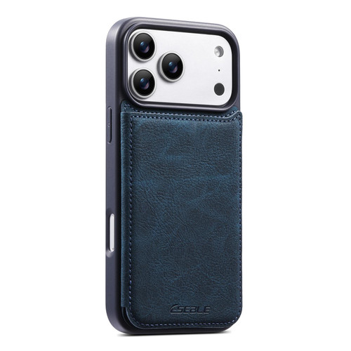 iPhone 17 Pro ESEBLE Retro Texture Double Buckle Card Slot Phone Case - Blue