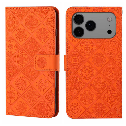 iPhone 17 Pro Ethnic Style Embossed Pattern Leather Phone Case - Orange