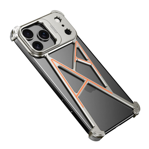 iPhone 17 Pro Four Corner Shockproof Lens Bracket Hollow Metal Phone Case - Titanium