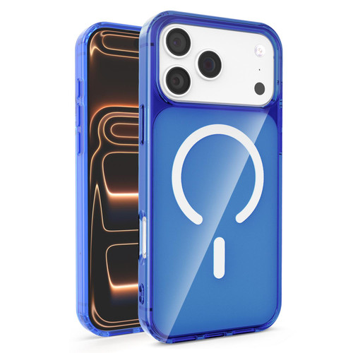 iPhone 17 Pro Four-corner U-shaped Airbag Semi-transparent MagSafe Case - Dark Blue