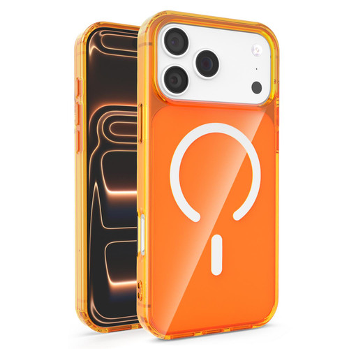 iPhone 17 Pro Four-corner U-shaped Airbag Semi-transparent MagSafe Case - Orange