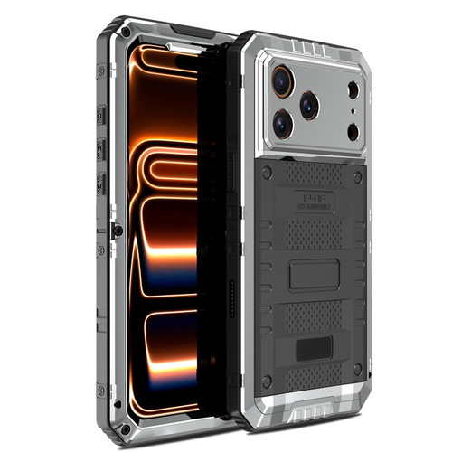 iPhone 17 Pro Four-proof Metal Hybrid Silicone Phone Case - Silver