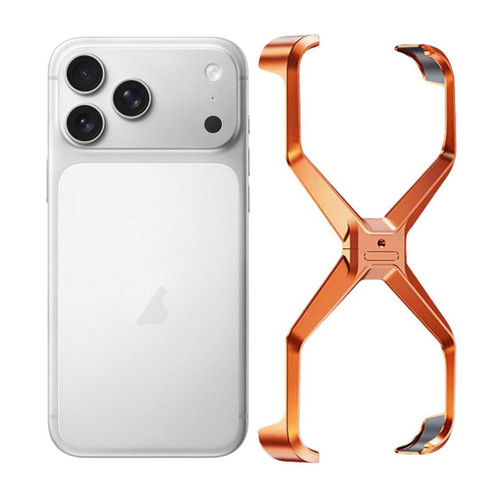 iPhone 17 Pro Max Frameless X-shaped Metal Phone Case - Orange