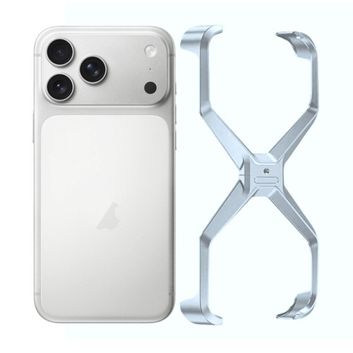 iPhone 17 Pro Frameless X-shaped Metal Phone Case - Silver