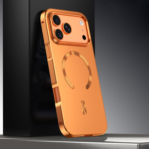 iPhone 17 Pro Frosted Magnetic Shield MagSafe Alloy Metal Phone Case - Orange