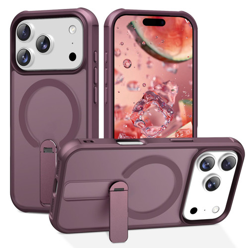 iPhone 17 Pro Fulcrum Standing Bracket MagSafe Phone Case - Wine Red