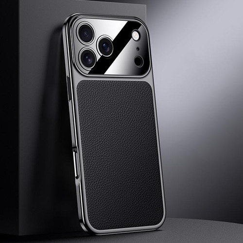 iPhone 17 Pro Genuine Leather PC Phone Case - Black