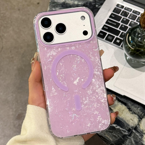 iPhone 17 Pro Gold-plated Shell Texture Magnetic Phone Case - Purple