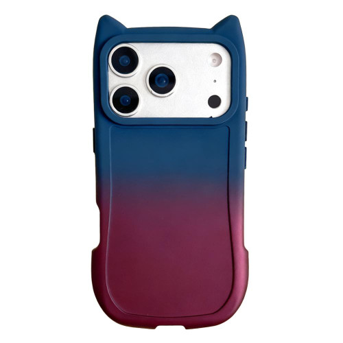 iPhone 17 Pro Gradient Cat Ear Design TPU Phone Case - Blue Red