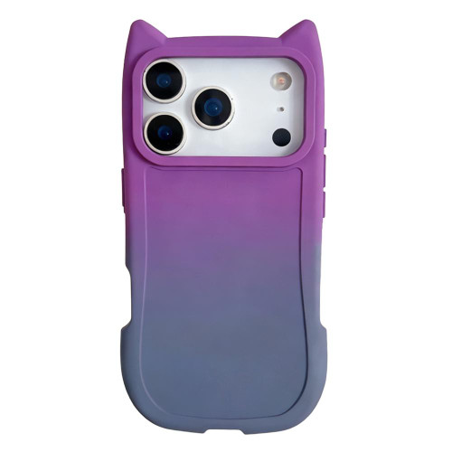 iPhone 17 Pro Gradient Cat Ear Design TPU Phone Case - Purple Gray