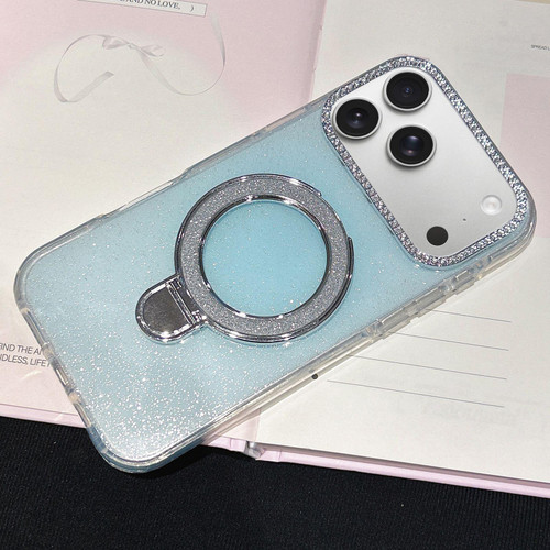 iPhone 17 Pro Gradient Glitter Diamonds MagSafe Phone Case - Light Blue