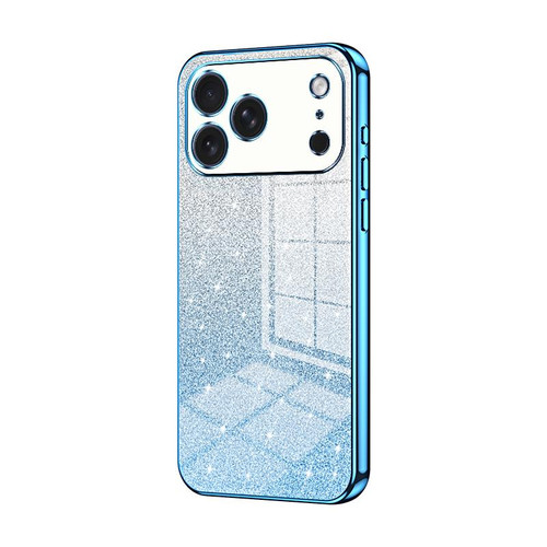 iPhone 17 Pro Gradient Glitter Powder Electroplated Phone Case - Blue