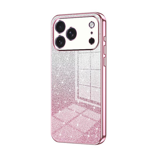 iPhone 17 Pro Gradient Glitter Powder Electroplated Phone Case - Pink
