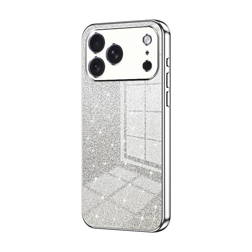 iPhone 17 Pro Gradient Glitter Powder Electroplated Phone Case - Silver