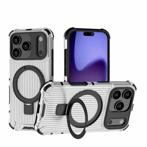 iPhone 17 Pro Grating Holder Shockproof Phone Case - Transparent