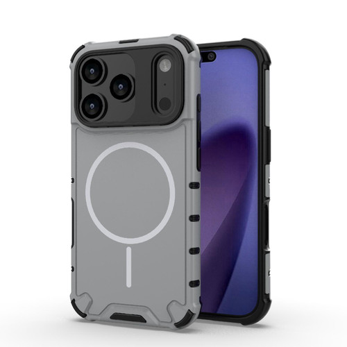 iPhone 17 Pro Grating Solid Color MagSafe Magnetic Phone Case - Light Grey