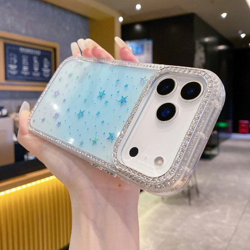 iPhone 17 Pro Holographic Starry Pattern TPU Hybrid IMD Full Coverage Phone Case - Blue