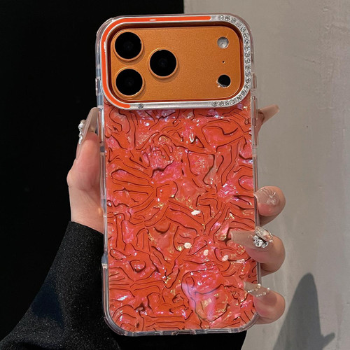 iPhone 17 Pro Ink Rhythm Colorful Shell Pattern TPU Hybrid IMD Phone Case - Orange