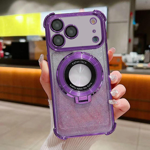 iPhone 17 Pro Invisible Holder Gradient Glitter Magsafe Phone Case - Dark Night Purple