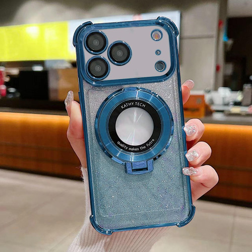 iPhone 17 Pro Invisible Holder Gradient Glitter Magsafe Phone Case - Sierra Blue