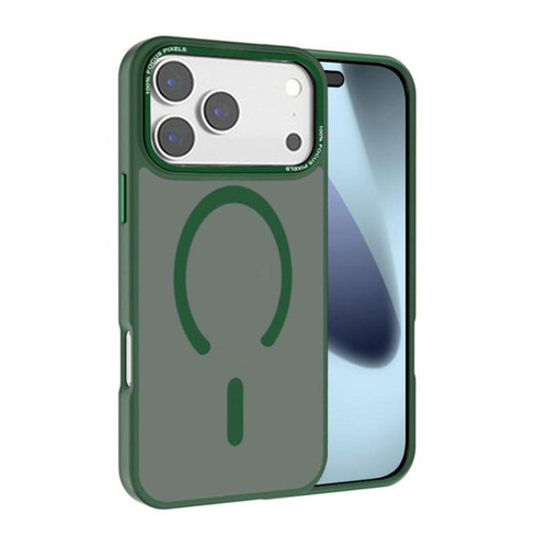 iPhone 17 Pro Kalebol Metal Lens Frame MagSafe Frosted PC Phone Case - Dark Green