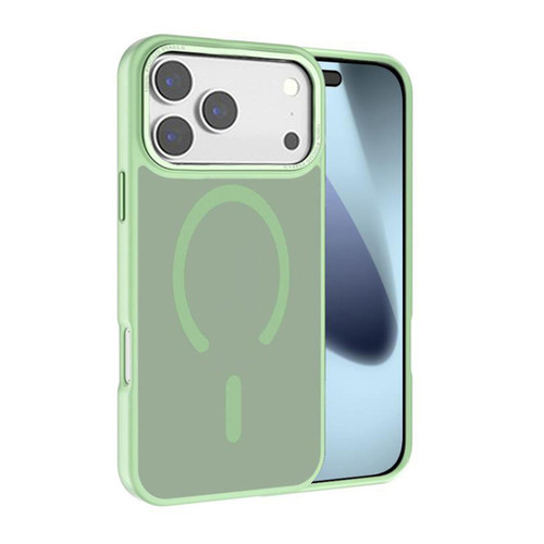 iPhone 17 Pro Kalebol Metal Lens Frame MagSafe Frosted PC Phone Case - Matcha Green
