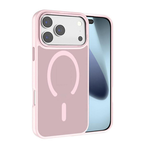 iPhone 17 Pro Kalebol Metal Lens Frame MagSafe Frosted PC Phone Case - Pink