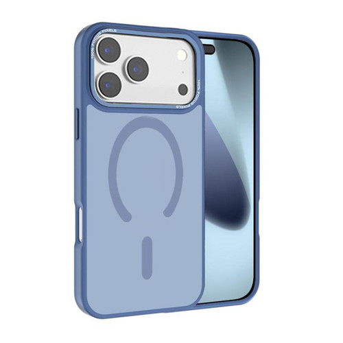 iPhone 17 Pro Kalebol Metal Lens Frame MagSafe Frosted PC Phone Case - Sierra Blue