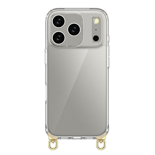 iPhone 17 Pro Kalebol Minimalist High Transparency Multi Color Rotating Lanyard Hole Phone Case - Gold