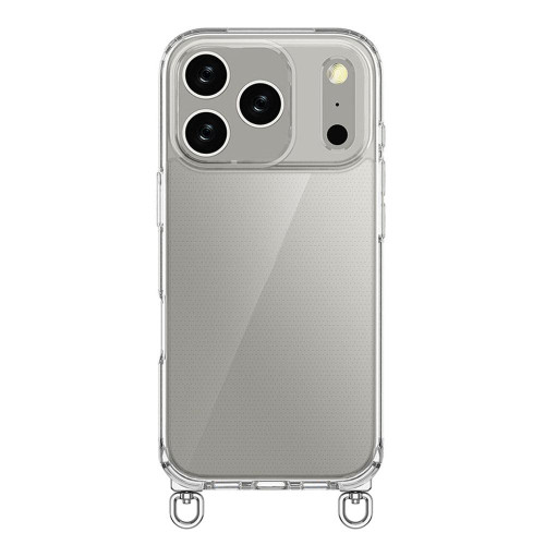 iPhone 17 Pro Kalebol Minimalist High Transparency Multi Color Rotating Lanyard Hole Phone Case - Silver