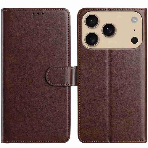 iPhone 17 Pro Lambskin 8-card Slot Leather Phone Case - Brown