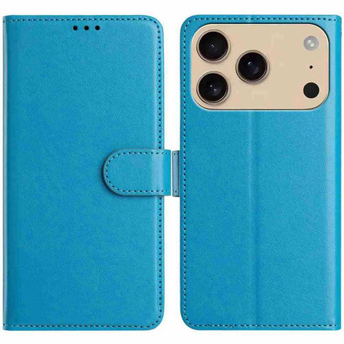 iPhone 17 Pro Lambskin 8-card Slot Leather Phone Case - Light Blue