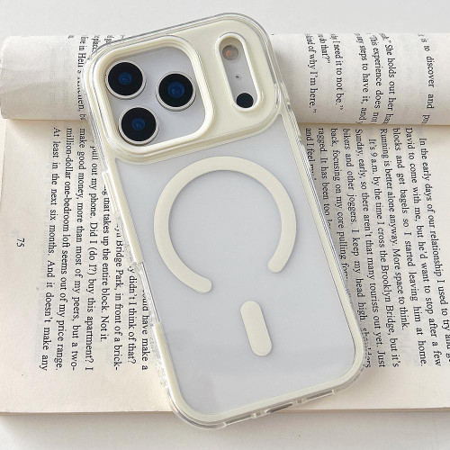 iPhone 17 Pro Large Hole Camera Macaron Transparency MagSafe Phone Case - Light Gold
