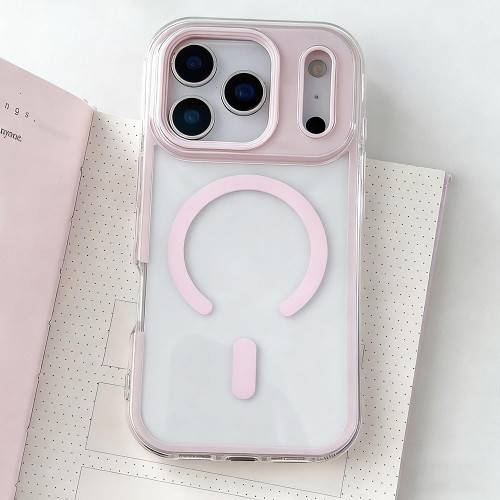 iPhone 17 Pro Large Hole Camera Macaron Transparency MagSafe Phone Case - Pink