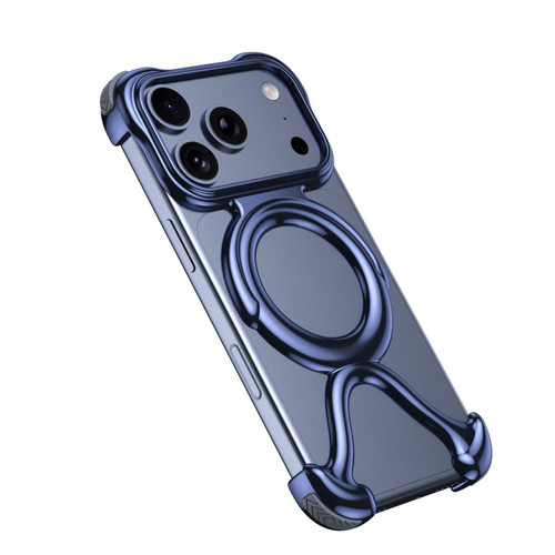 iPhone 17 Pro Liquid Plating PC Hollow MagSafe Phone Case - Blue