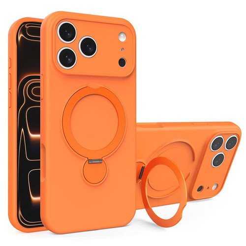 iPhone 17 Pro Liquid Silicone MagSafe Holder Phone Case - Orange