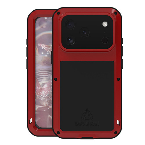 iPhone 17 Pro LOVE MEI Metal Shockproof Life Waterproof Dustproof Phone Case - Red