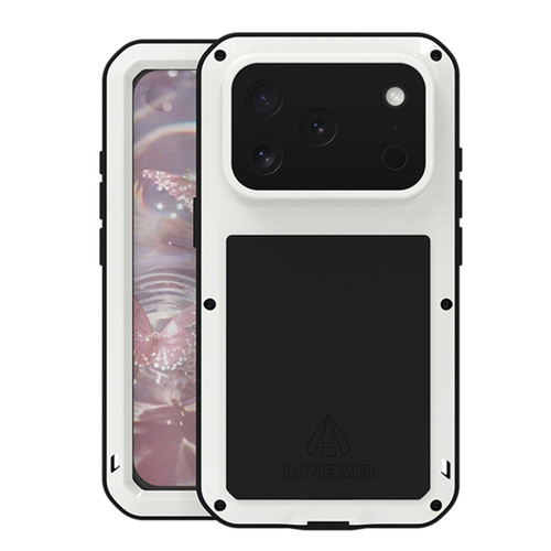 iPhone 17 Pro LOVE MEI Metal Shockproof Life Waterproof Dustproof Phone Case - White