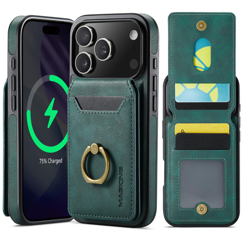 iPhone 17 Pro MAGKING K1 MagSafe Detachable Wallet RFID Back Cover Phone Case - Green