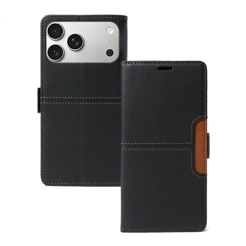 iPhone 17 Pro Magnetic Buckle Card Slot Leather Phone Case - Black