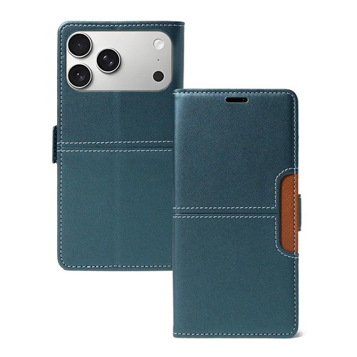 iPhone 17 Pro Magnetic Buckle Card Slot Leather Phone Case - Cyan