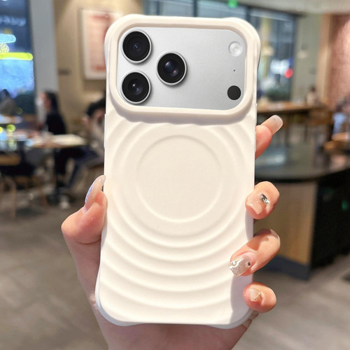 iPhone 17 Pro MagSafe Magnetic Ring Texture TPU Phone Case - White