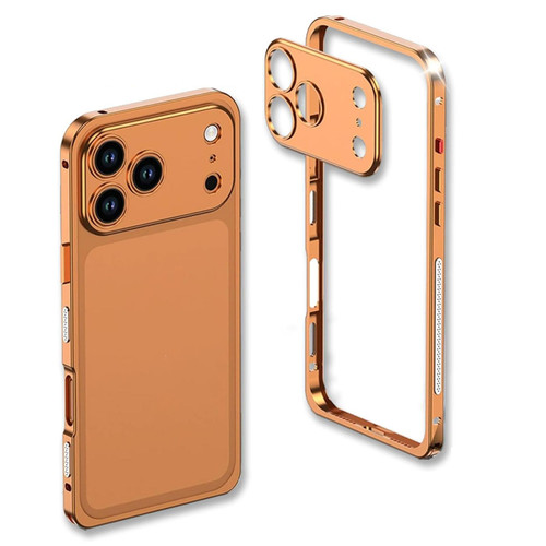 iPhone 17 Pro Max Ultra-Thin Alloy Metal Frame Shockproof Phone Case with  Lens Frame - Orange