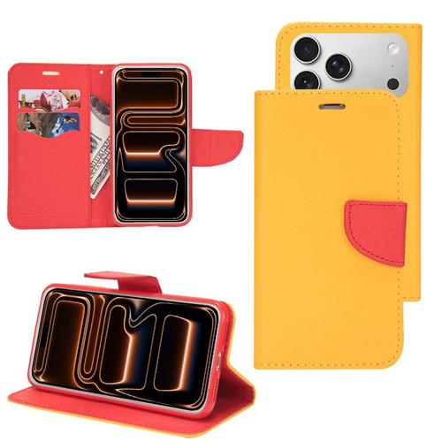 iPhone 17 Pro Mercury Contrast Color Splicing Leather Phone Case - Yellow