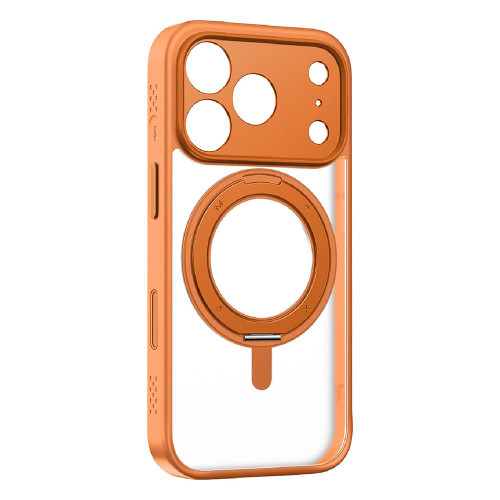 iPhone 17 Pro MOMAX Magsafe Magnetic Metal Rotating Holder Phone Case - Orange