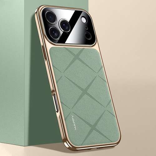 iPhone 17 Pro Plain Leather PC Phone Case - Green