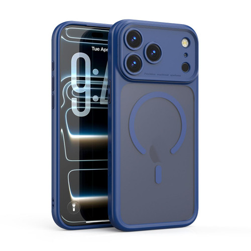 iPhone 17 Pro Precision Hole PC Transparent Shockproof Magnetic Phone Case - Blue