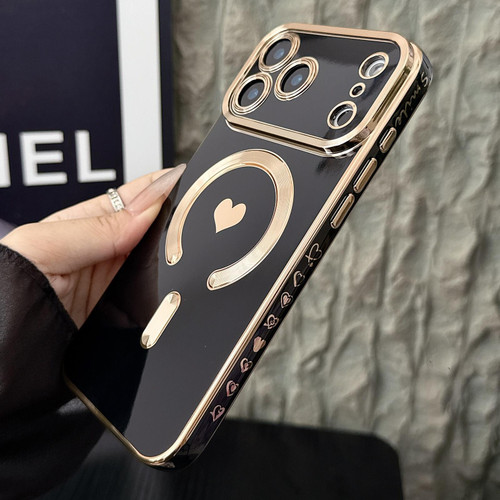 iPhone 17 Pro Pupil Side Electroplated Loves MagSafe TPU Phone Case - Black